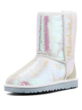 UGG I Do! Wedding Limited Edition Iridescent Sequin Bridal Shearling Boot Size 7